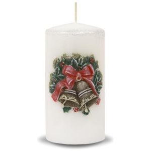 Bílá svíčka vánoční zvonky
