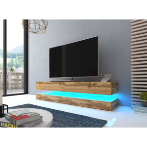 Moderní TV stolek Flop, dub wotan + LED