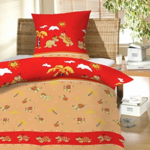 Hybler textil Povlečení bavlna do postýlky Želvy červené 90x130, 45x60 cm