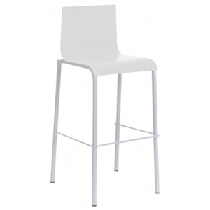 Barová židle Brainy, překližka, výška 76 cm, bílá-bílá matná
