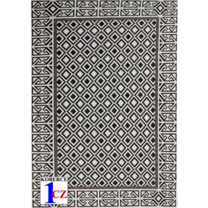 Kusový koberec Karo bíločerný, Velikosti 50x80cm