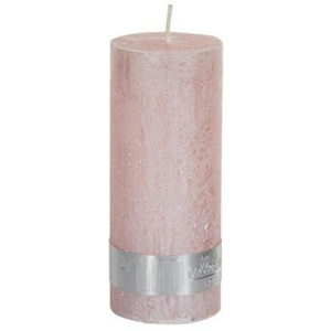 Růžová rustikální svíčka PTMD 12x5cm