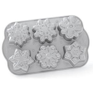 Forma na minibábovky sněhové vločky Nordic Ware (Barva- stříbrná, litý hliník)