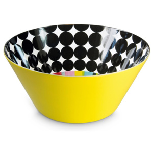 Salátová, dekorační mísa XXL Scoop 32cm REMEMBER (Barevna žlutá+ černá+barevné pruhy)