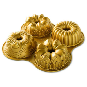 Forma na minibábovky mix zlatá Nordic Ware (Barva- zlatá, litý hliník)