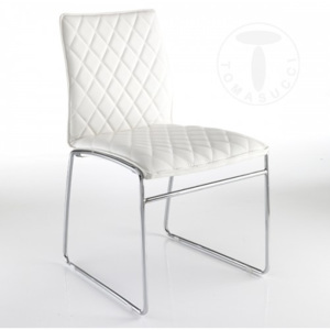 Židle MESH WHITE TOMASUCCI (barva - bílá syntetická kůže, chromované kovové nohy)