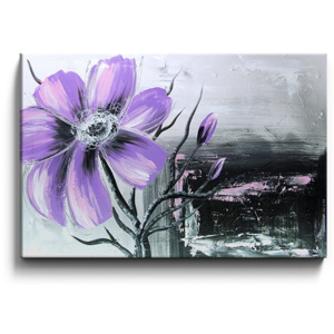 Ručně malovaný obraz fialový květ M039