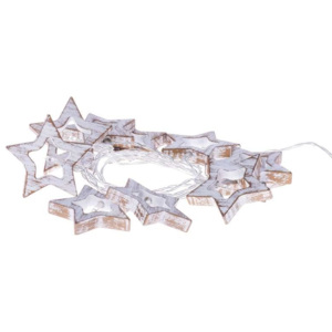 Emos LED vánoční girlanda – hvězdy dřevěné, 3× AA, teplá b., čas