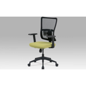 Kancelářská židle, zelená látka+černá síťovina, houpací mech., plastový kříž KA-M02 GRN Art
