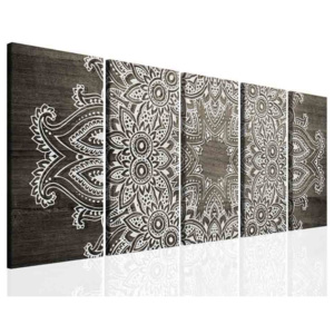 InSmile Obraz mandala šedé dřevo(150x60 cm)