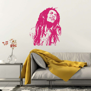GLIX Bob Marley - samolepka na zeď Růžová 55 x 65 cm