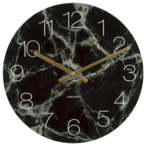 Nástěnné kulaté hodiny Marble 40 cm Karlsson (Barva - černá)
