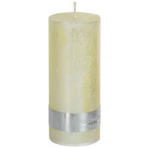 Žlutá rustikální svíčka PTMD 12x5cm