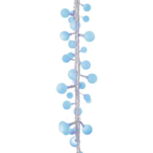 LED světelný cherry řetěz – kuličky 2,5cm, 4m, modrá, čas