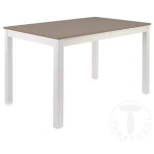 Jídelní stůl rozkládací obdélníkový stůl BULL SANDY 130-210cm TOMASUCCI (barva - šedohnědá, bílý rám z masivního dřeva)