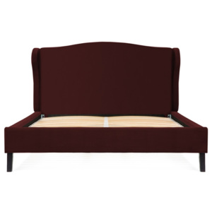Tmavě červená postel z bukového dřeva s černými nohami Vivonita Windsor, 140 x 200 cm