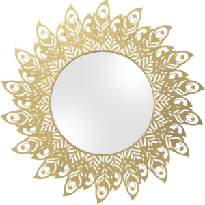 PRESENT TIME Zrcadlo s zlatým rámem Peacock Feathers, Vemzu