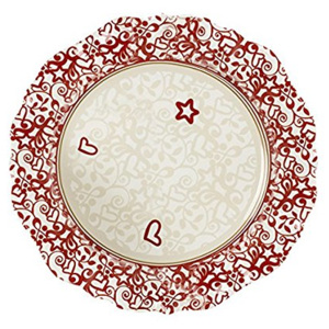 Servírovací tác kulatý ABBRACCI BRANDANI (barva - porcelán, bílá/červená)