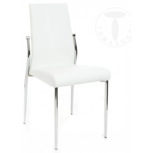 Židle MARGO´WHITE TOMASUCCI (barva - bílá syntetická kůže, chromovaná kovová konstrukce)