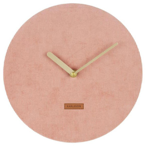 KARLSSON Nástěnné růžové manžestrové hodiny Corduroy, Vemzu