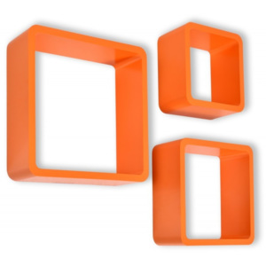 TZB Nástěnné poličky Cube - oranžové - 3ks