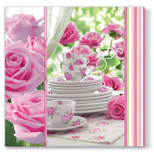 Růžové ubrousky s růžema