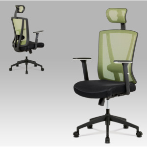 Artium Kancelářská židle, černá MESH+zelená síťovina, plastový kříž, synchronní mechanismus - KA-H1
