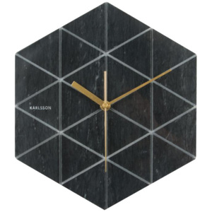 Nástěnné hodiny Marble Hexagon 28,5 cm Karlsson (Barva - černá)