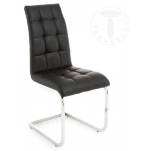 Židle COZY BLACK TOMASUCCI (barva - černá syntetická kůže, chromované kovové nohy)