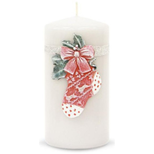Bílá svíčka vánoční ponožka