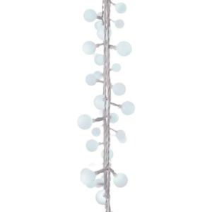 LED světelný cherry řetěz – kuličky 2,5cm, 4m, stud. b.,čas