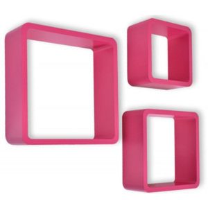 TZB Nástěnné poličky Cube - růžové - 3ks