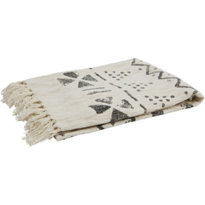 Šedobílý pléd z čisté bavlny BePureHome Stamp, 130 x 170 cm