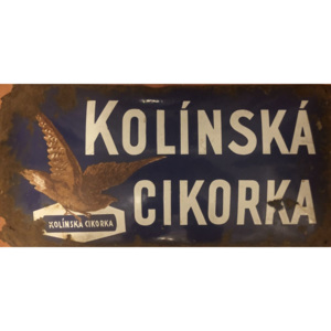 Originální starožitná smaltovaná cedule Kolínská cikorka