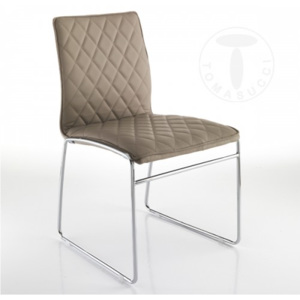 Židle MESH TORTORA TOMASUCCI (barva - šedohnědá syntetická kůže, chromované kovové nohy)