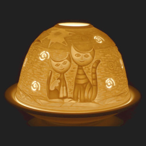 Porcelánový svícen Kupole - Kočky