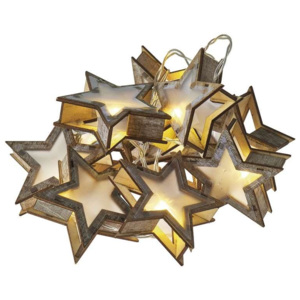 LED vánoční girlanda – hvězdy 3D, 2× AA, teplá bílá, časovač