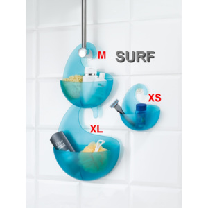 SURF XS koupelnový držák, box na sprchoý gel, šampon a kde co KOZIOL (Barva transp. tyrkysová)