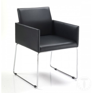 Židle EMMA BLACK TOMASUCCI (barva - černá syntetická kůže, chromovaná kovová konstrukce)
