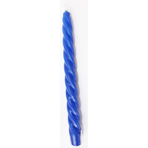 Svíčka kroucená kónická modrá 23 cm