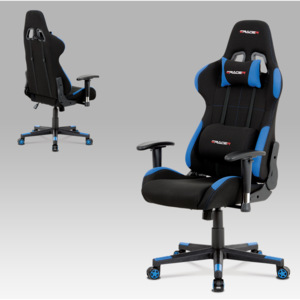 Artium Kancelářská židle, modrá-černá látka, houpací mech, plastový kříž - KA-F02 BLUE