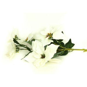 Vánoční růže, poinsécie 5 květů , umělá květina , bílá - VK-1238