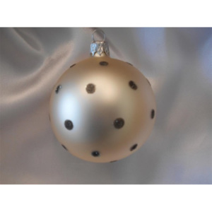 Střední vánoční koule s puntíky 6 ks - šedá matná
