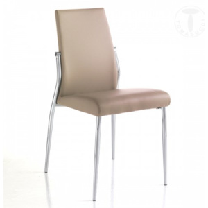 Židle MARGO´TORTORA TOMASUCCI (barva - šedohnědá syntetická kůže, chromovaná kovová konstrukce)