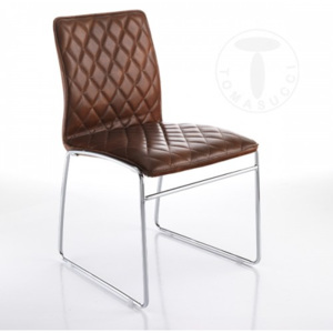 Židle MESH OLD BROWN TOMASUCCI (barva - stará hnědá syntetická kůže, chromované kovové nohy)