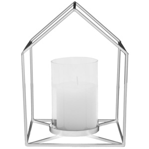 Stojánek na svíčku ve tvaru domečku Present Time (Barva- stříbrná)