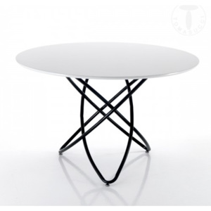 Kulatý stolek HULA HOOP WHITE TOMASUCCI (barva - bílé matné lakované MDF, černý kov)