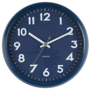 Nástěnné kulaté hodiny Badge 38 cm Karlsson (Barva - modrá)