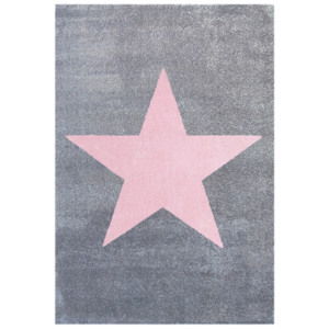 Dětský koberec STAR stříbrná-šedá/růžová Varianta: 160x230 cm