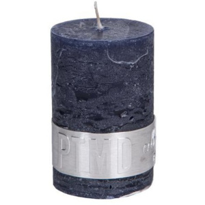 Tmavě modrá rustikální svíčka 6x4cm